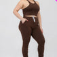 Plus Size Crop Tank Top & Ruched Pants Set