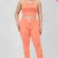 Plus Size Crop Tank Top & Ruched Pants Set