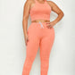 Plus Size Crop Tank Top & Ruched Pants Set