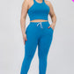 Plus Size Crop Tank Top & Ruched Pants Set