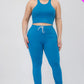 Plus Size Crop Tank Top & Ruched Pants Set