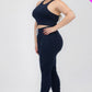 Plus Size Crop Tank Top & Ruched Pants Set