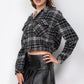 Plaid Button-down Crop Jacket