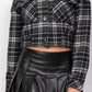 Plaid Button-down Crop Jacket