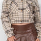 Plaid Button-down Crop Jacket