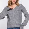 Long Slv Double V-neck Sweater