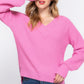 Long Slv Double V-neck Sweater