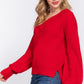 Long Slv Double V-neck Sweater