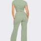 Front Twist Detail Top And Flare Pants Set