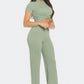 Front Twist Detail Top And Flare Pants Set