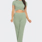 Front Twist Detail Top And Flare Pants Set