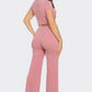 Front Twist Detail Top And Flare Pants Set