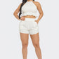 Front Smocking Detail Halter Top And Shorts Set