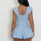 Denim, V-neck Stretch Romper