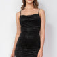 Cowl Neck Glittered Mesh Dress