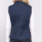 Suede Piping Quilted Padding Vest