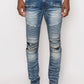 Men Creased Biker Denim Jeans