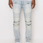 Men Creased Biker Denim Jeans