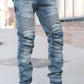 Men Creased Biker Denim Jeans