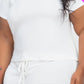 Plus Size Ribbed Short Sleeve Top&shorts Set