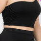 Plus Size One Shoulder Ruched Crop Top & Mini Skirt Set