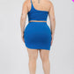 Plus Size One Shoulder Ruched Crop Top & Mini Skirt Set