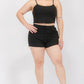 Plus Size Solid Ribbed Cami Top And Shorts Set