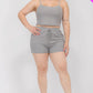 Plus Size Solid Ribbed Cami Top And Shorts Set