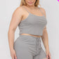 Plus Size Solid Ribbed Cami Top And Shorts Set