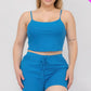 Plus Size Solid Ribbed Cami Top And Shorts Set