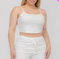 Plus Size Solid Ribbed Cami Top And Shorts Set