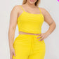 Plus Size Solid Ribbed Cami Top And Shorts Set