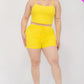 Plus Size Solid Ribbed Cami Top And Shorts Set