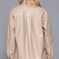 Long Slv Faux Leather Shacket