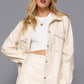 Long Slv Faux Leather Shacket