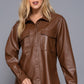 Long Slv Faux Leather Shacket