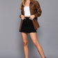 Long Slv Faux Leather Shacket