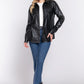 Long Slv Faux Leather Shacket