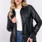 Long Slv Faux Leather Shacket