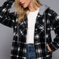 Plaid Print Hoodie Fleece Jacket