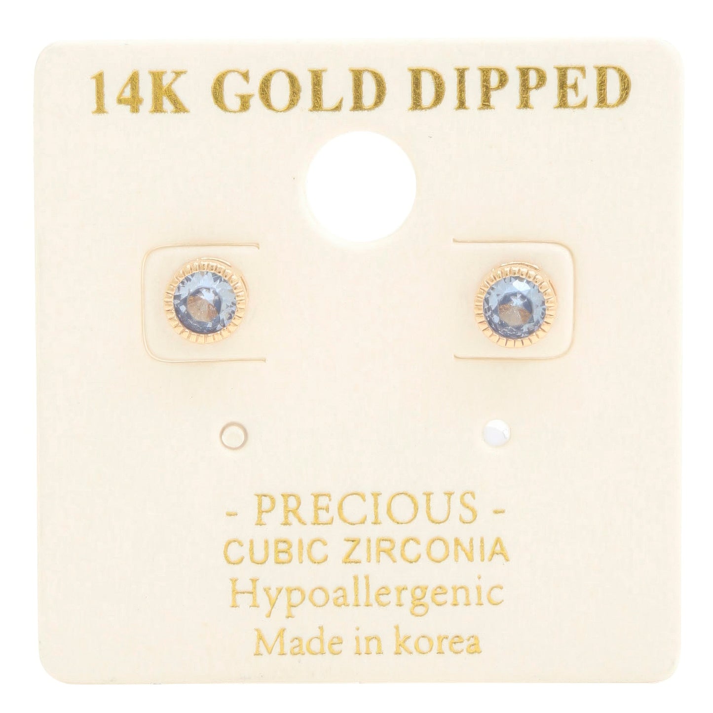 14k Gold Dipped Cz Round Earring