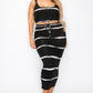 Plus sleeveless tie dye stripe 2 piece skirt set