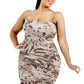 Plus wild animal print cami strap ruffle hem dress