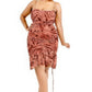 Plus wild animal print cami strap ruffle hem dress