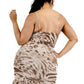 Plus wild animal print cami strap ruffle hem dress