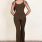 Ribbed sleeveless wide leg jumpsuit