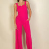 Notched neck cami jumpsuit