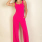 Notched neck cami jumpsuit