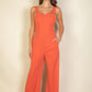 Notched neck cami jumpsuit