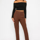 Bardot ribbed long sleeve crop top